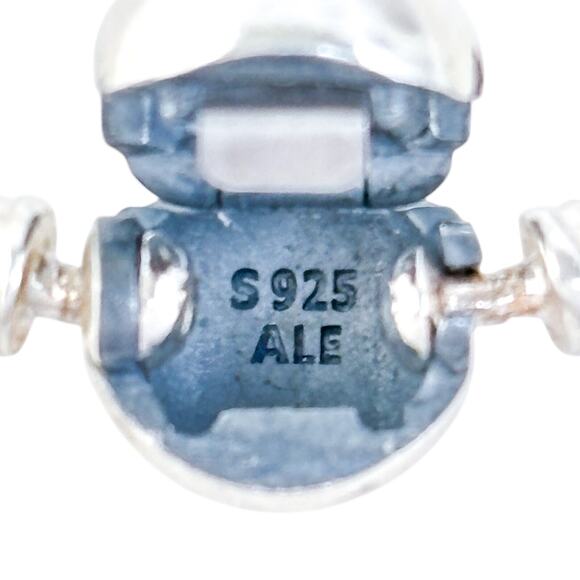 Estate Pandora Sterling Silver 925 Logo Barrel Clasp Charm Bangle Bracelet 7.25” - Picture 7 of 8